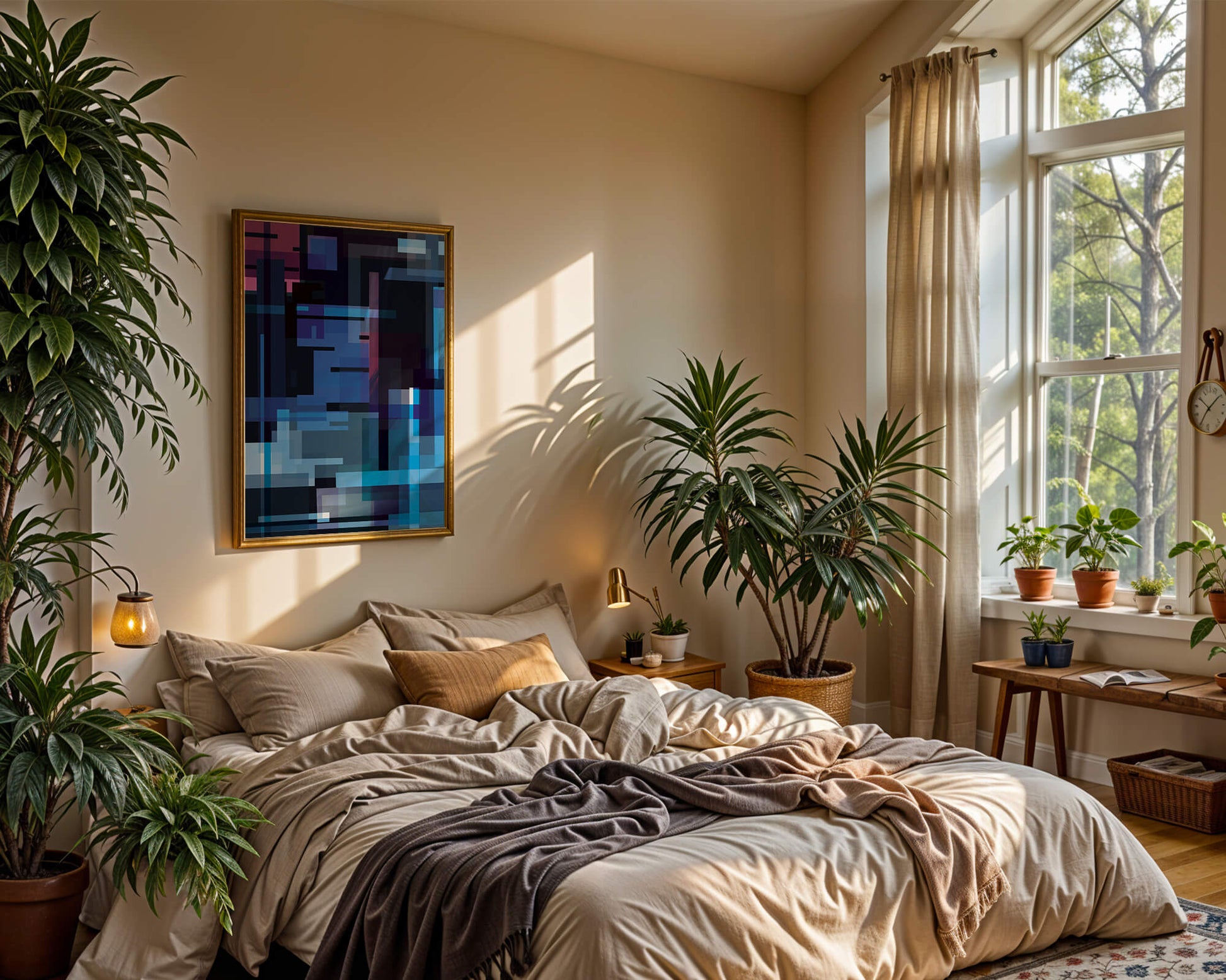 Abstract Geometric Digital Art with Blue and Purple Tones