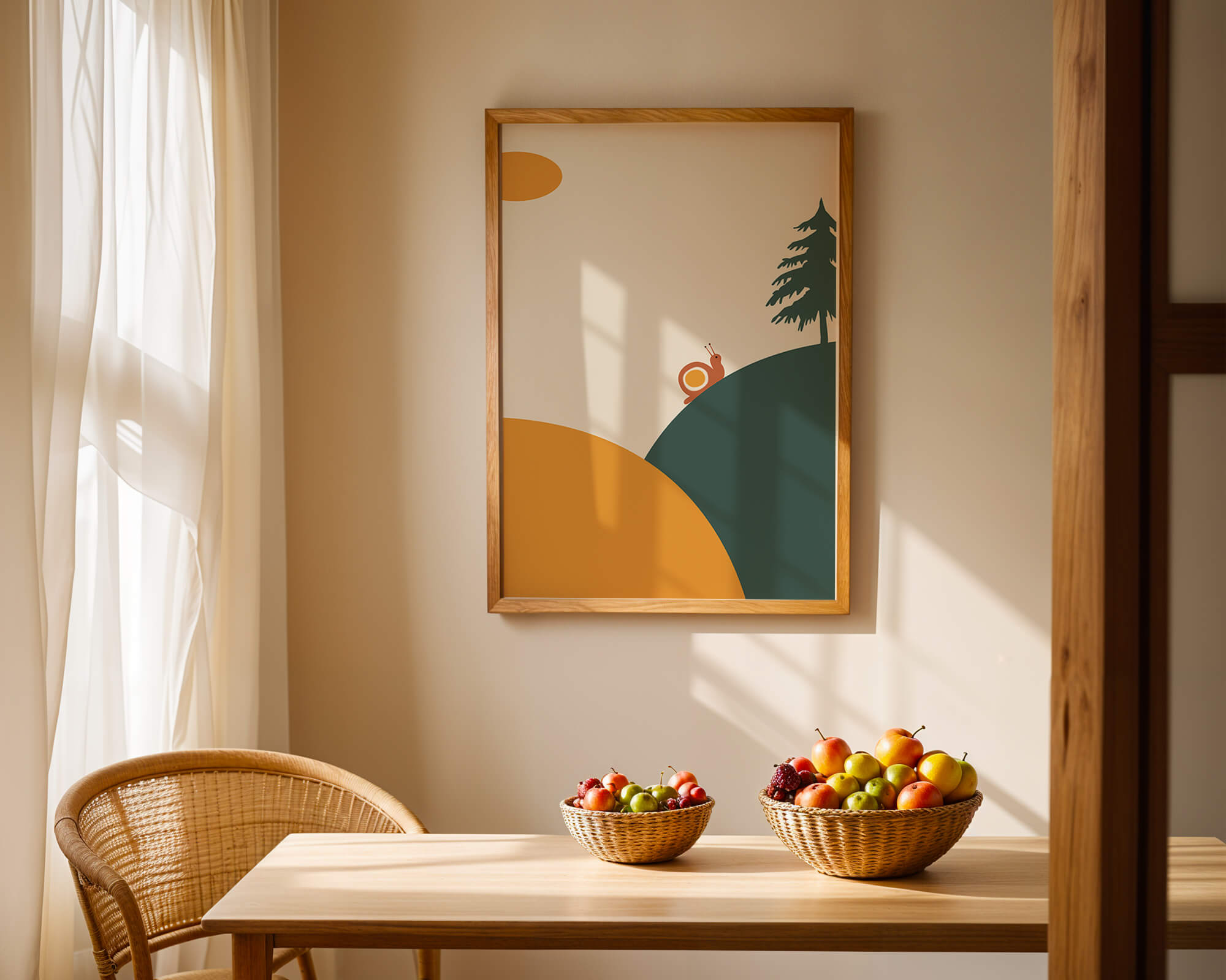 A Snail Climbing a Hill in Minimalist Nature Art - Mi tienda