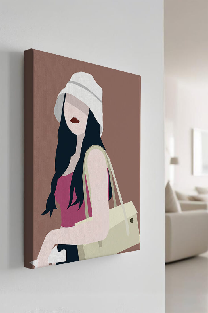 Stylish illustration of a woman in a bucket hat and casual outfit