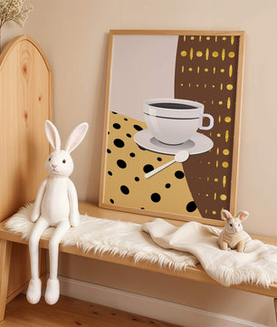 Contemporary Coffee Art with Geometric Patterns and Gold Accents - Mi tienda