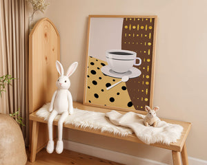 Contemporary Coffee Art with Geometric Patterns and Gold Accents - Mi tienda