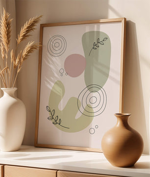 Abstract shapes and leaves in minimalistic design