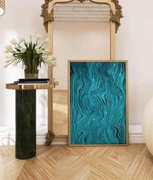 Abstract Wavy Blue Pattern with Black Lines - Mi tienda