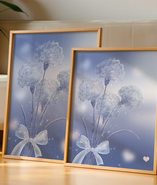Carnations With Sparkles And Ribbon On Blue Background - Mi tienda
