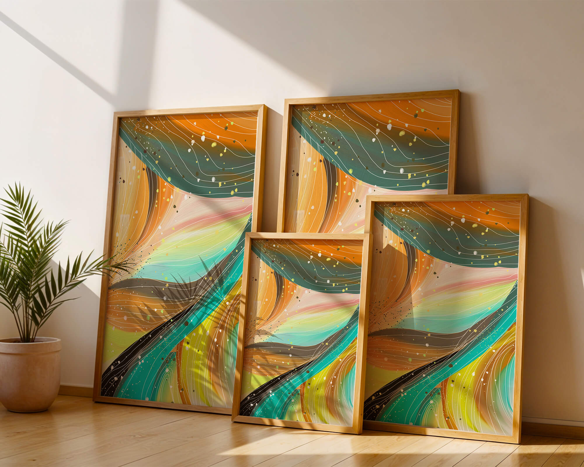 Abstract swirl of vibrant colors with dynamic lines