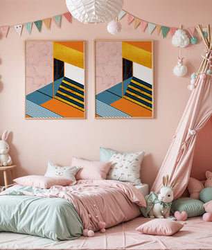 Abstraktes geometrisches Design mit Marmor- und Goldtexturen