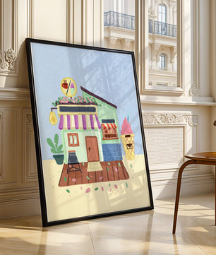 Ilustración encantadora de café con elementos de helado y café