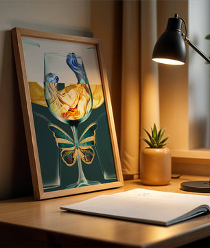 Cristallo con scultura di liquido e arte di farfalla