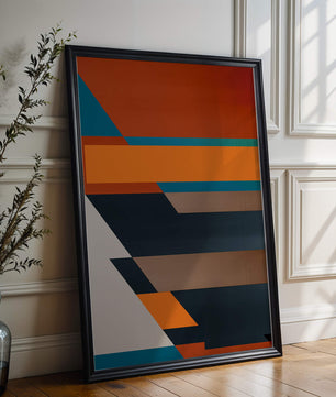 Arte abstracto geométrico con colores llamativos y formas dinámicas