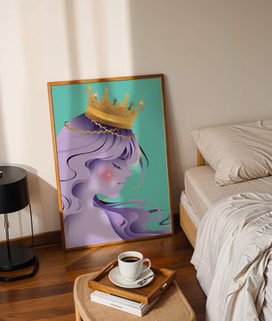 Elegant Purple-Haired Princess with Gold Crown - Mi tienda
