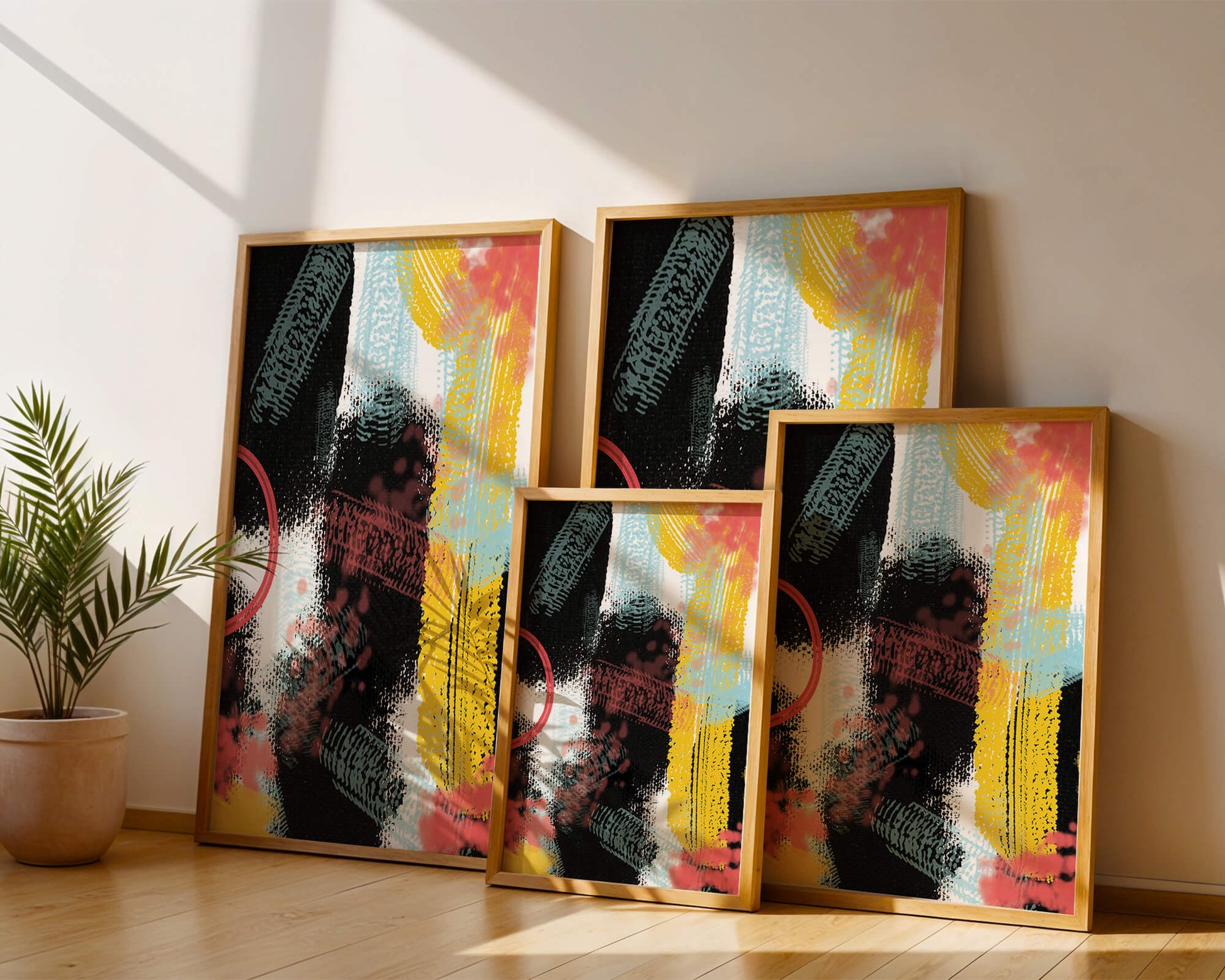 Vivid Abstract Art with Bold Colors and Expressive Brushstrokes