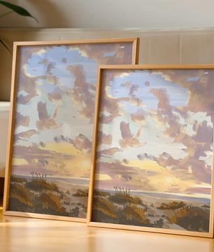 Paisaje sereno con cielo matutino y campos abiertos