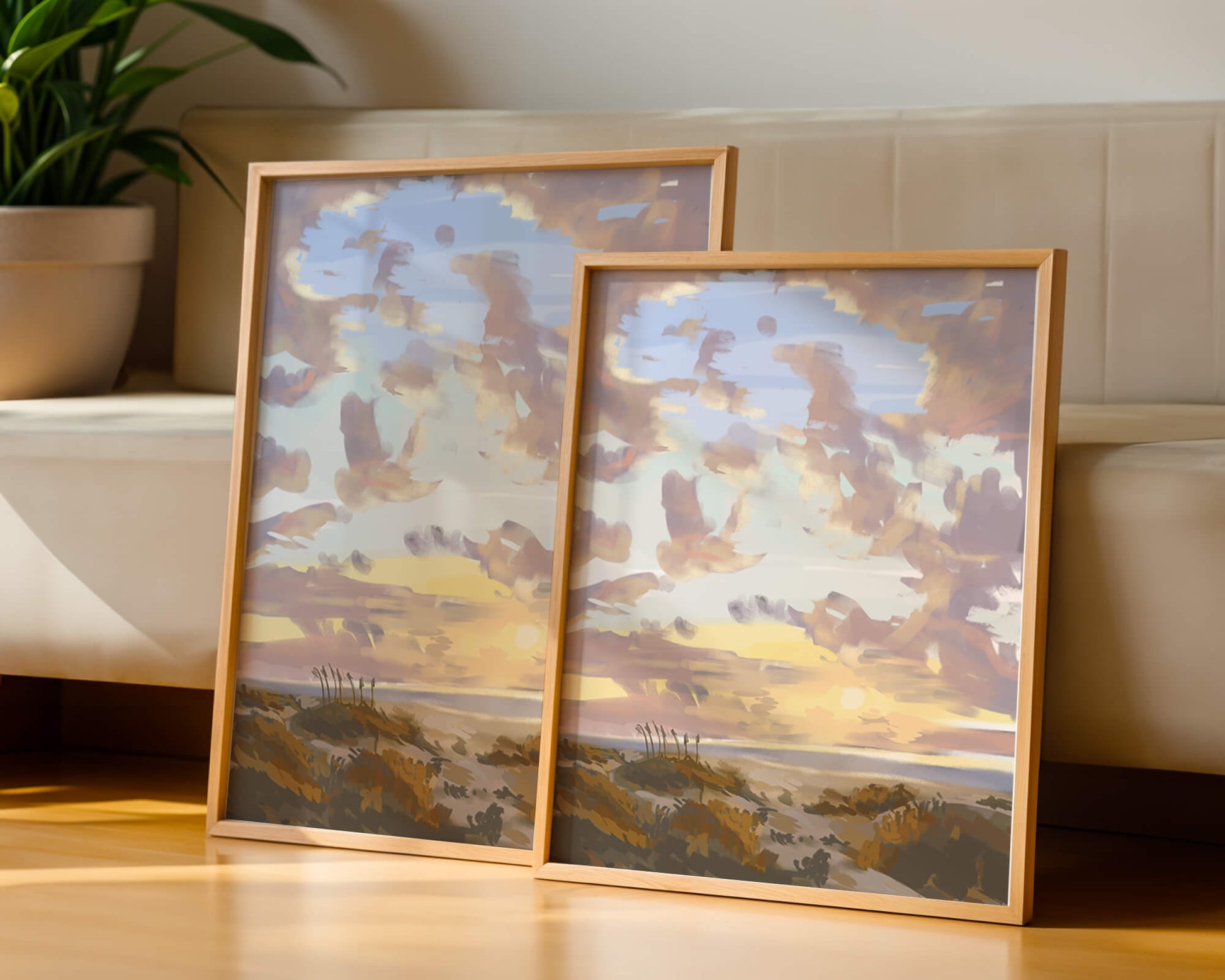 Serene landscape with morning sky and open fields