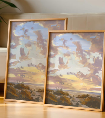 Serene landscape with morning sky and open fields