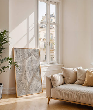 Art linéaire topographique abstrait avec des motifs tourbillonnants