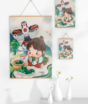 Charmante illustration d’un enfant savourant un plat traditionnel