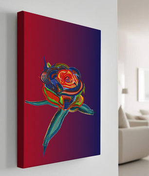 Rosa abstracta vibrante con colores dinámicos sobre fondo degradado