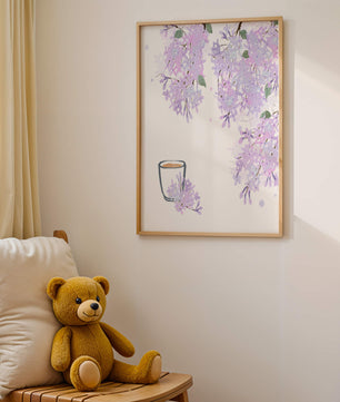Elegant floral illustration with lilac blossoms and delicate branches