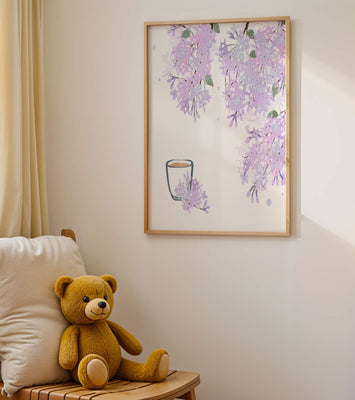 Elegant floral illustration with lilac blossoms and delicate branches