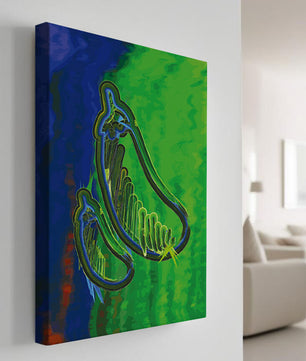 Abstract colorful artwork with vibrant shapes and lines
