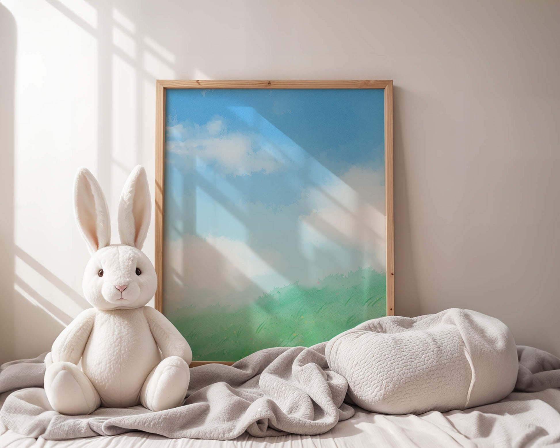 A Serene Landscape of Blue Sky and Green Grass