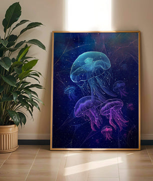 Jellyfish Illuminated in Magical Ocean Scene