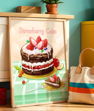 Delicioso pastel de chocolate y fresa con crema y frutas