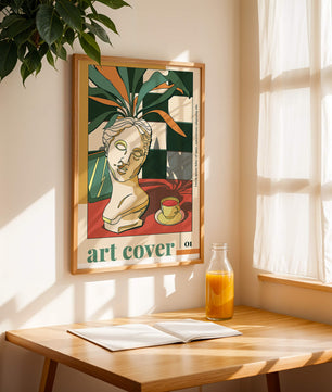 Abstract Art with Bust and Coffee Cup