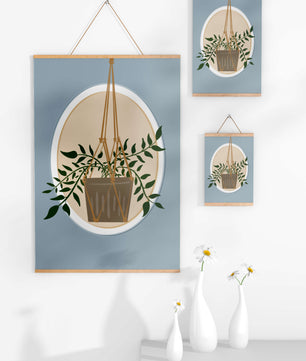 Maceta colgante en ilustración de estilo minimalista