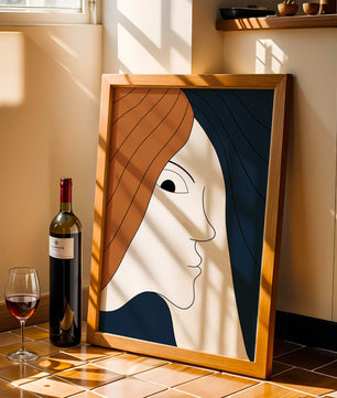 Abstract Portrait with Stylized Hair and Minimalist Design - Mi tienda