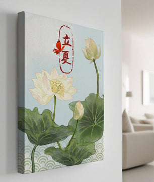Fleurs de lotus élégantes avec calligraphie et papillon