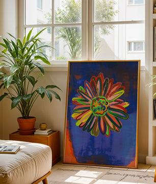 Arte floral abstracto colorido con pinceladas dinámicas