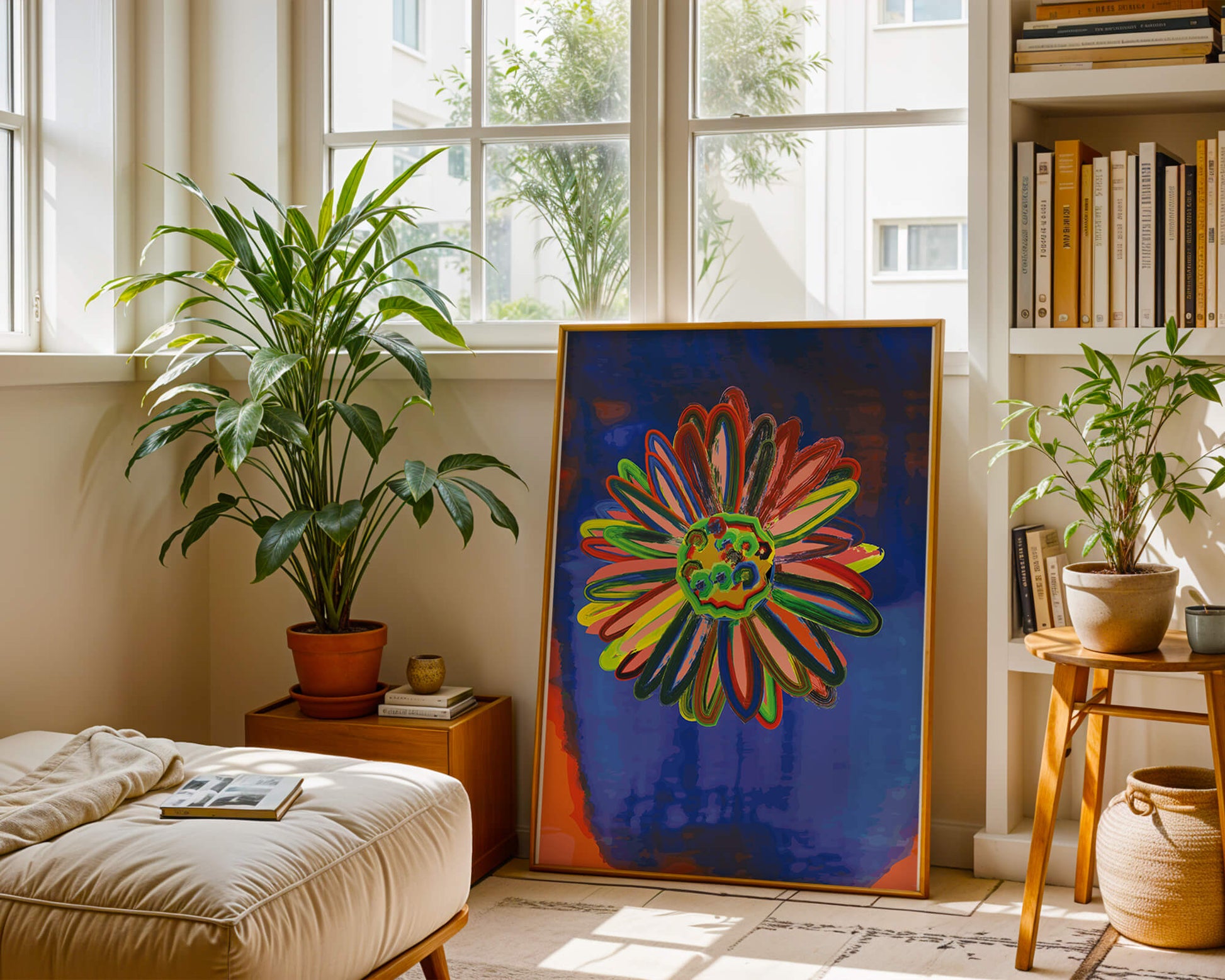 Arte floral abstracto colorido con pinceladas dinámicas