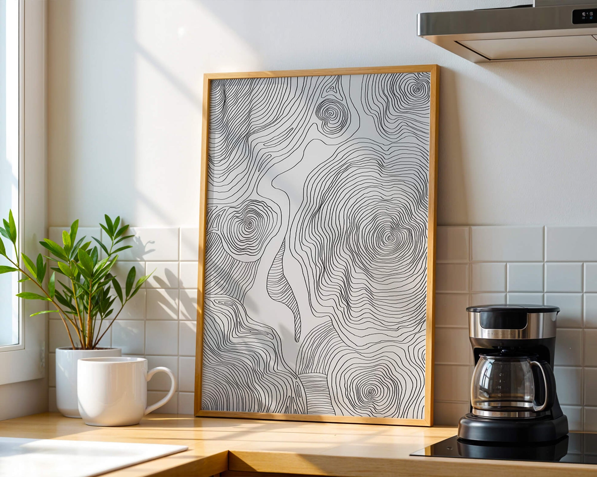 Art linéaire topographique abstrait avec des motifs tourbillonnants