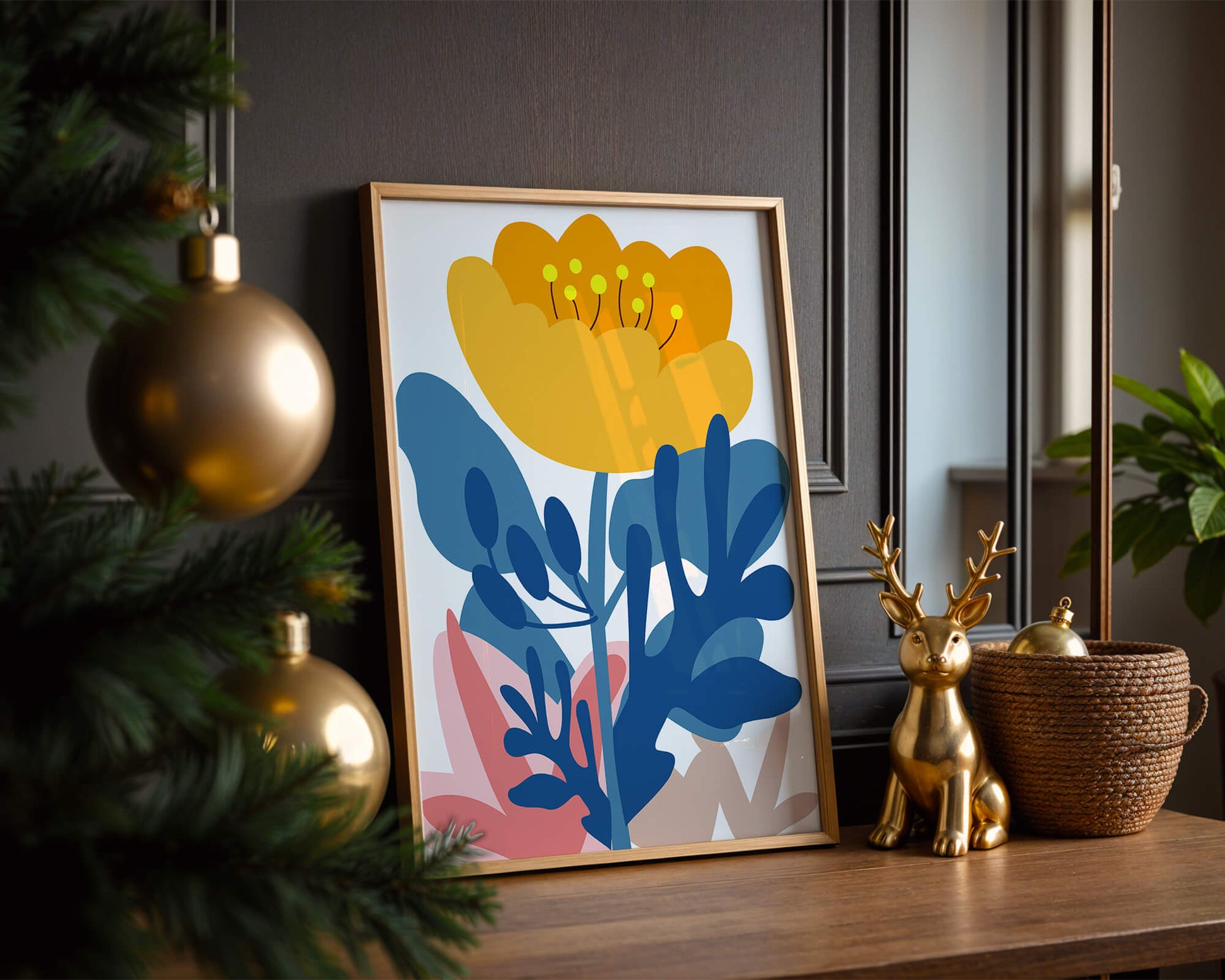 Colorful abstract floral illustration with vibrant leaf patterns
