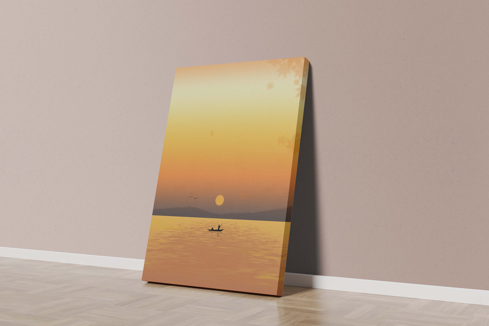 Serene Sunset with Canoeing on a Tranquil Lake