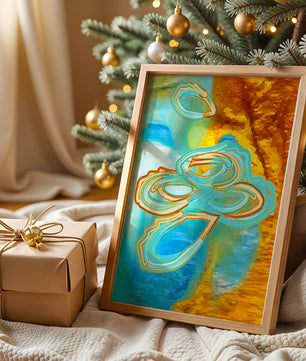 Abstract vibrant swirls in blue and orange colors