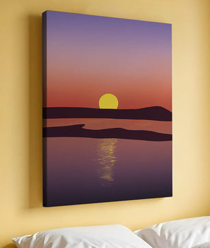 Sunset Over Tranquil Water with Vibrant Sky