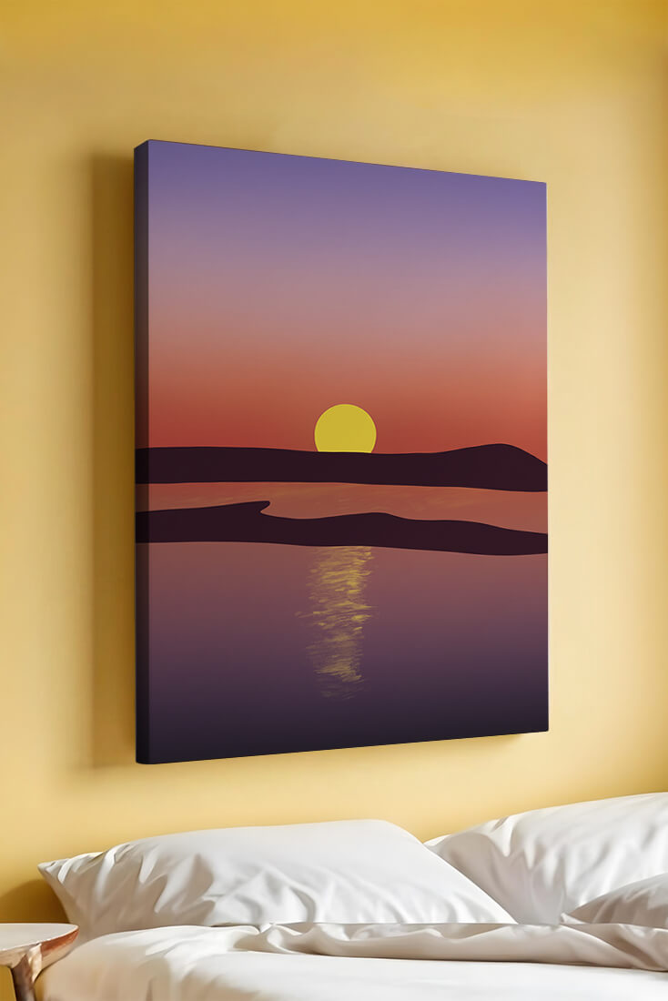 Sunset Over Tranquil Water with Vibrant Sky