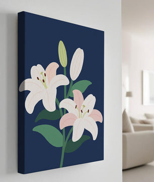 Elegante Lilien auf dunklem Blau