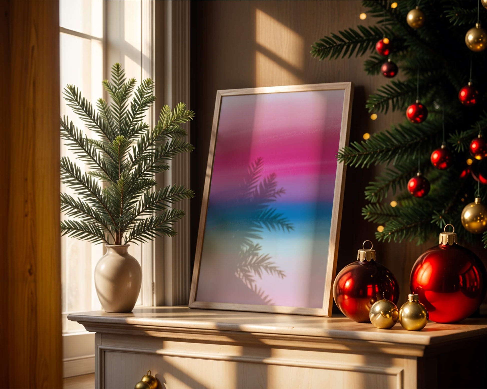 Degradado vibrante con tonos rosados y azules