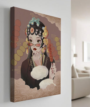 Elegant woman in traditional attire with floral hairpiece