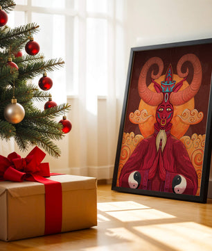 Mythical creature artwork with intricate patterns and symbolism