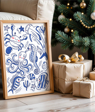 Underwater Marine Life Theme with Cartoon Sea Creatures