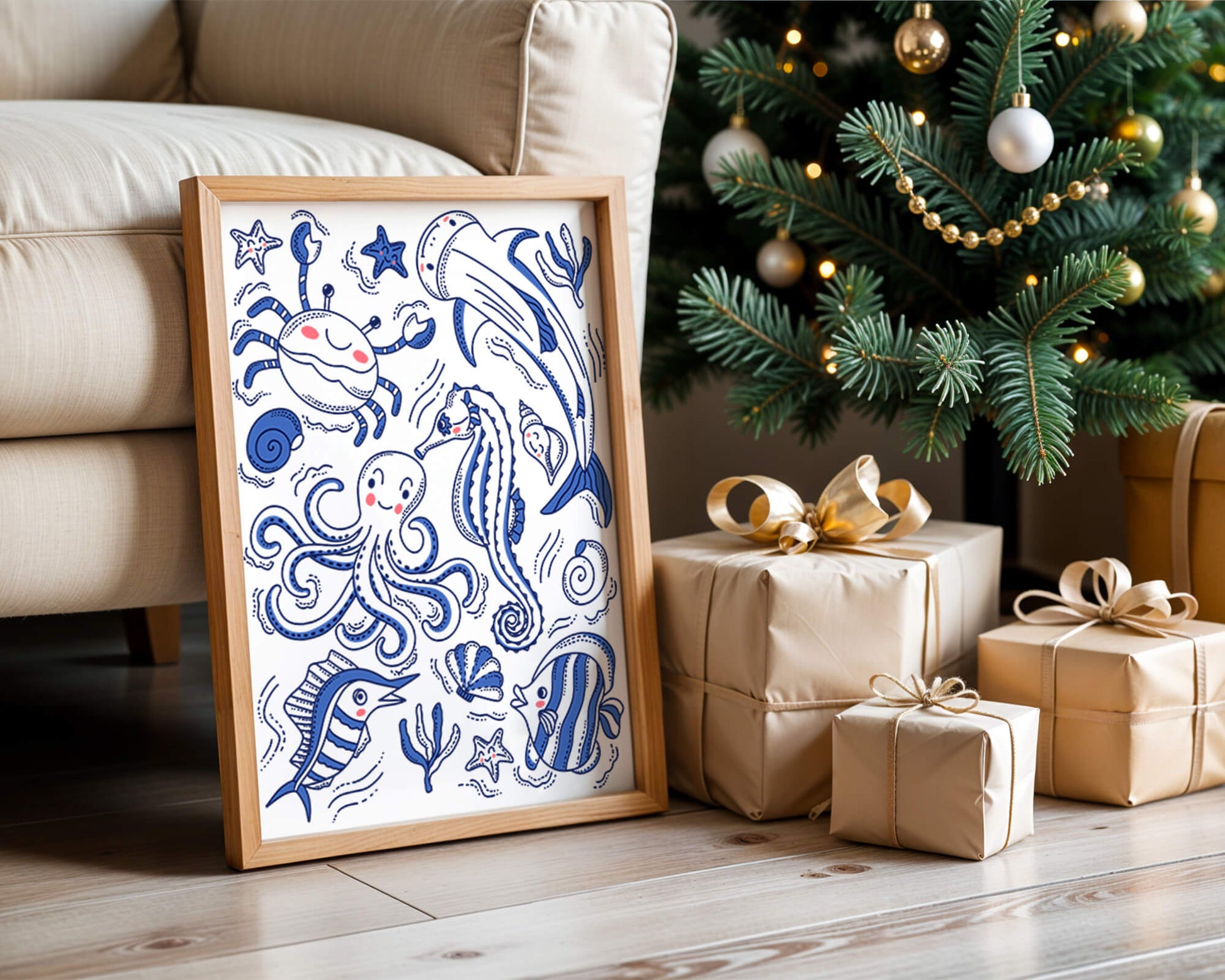 Underwater Marine Life Theme with Cartoon Sea Creatures