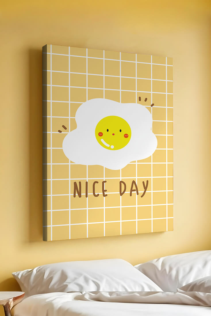 Cheerful egg illustration on yellow grid background