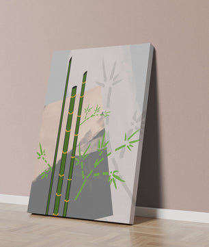Arte minimalista de bambú con sombras abstractas de bambú