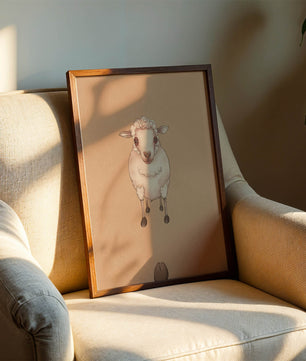 Illustration of an adorable sheep on a textured background