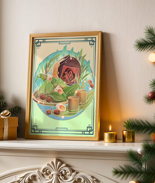 Traditional Chinese food illustration with festive elements