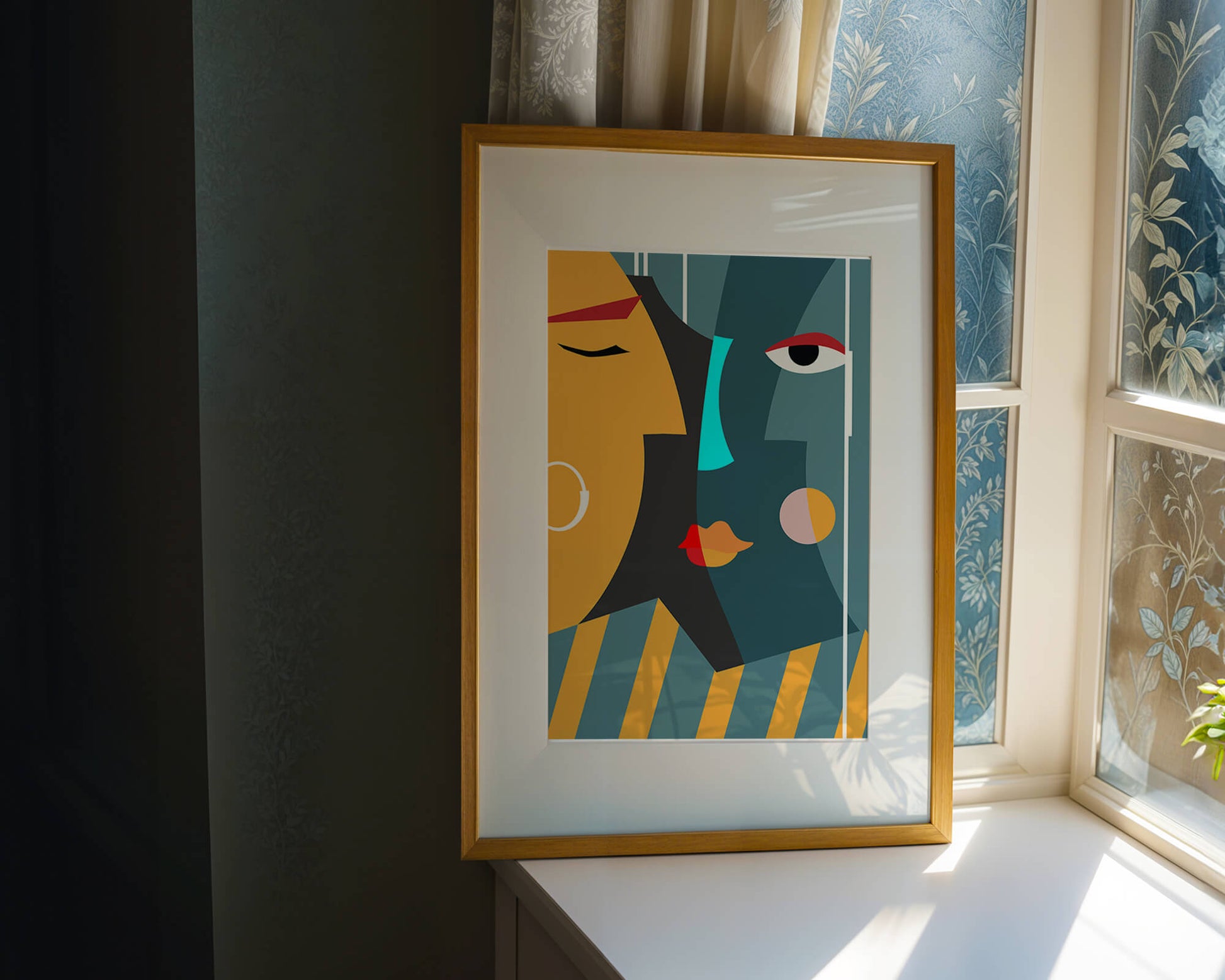 Arte geométrico abstracto con colores y formas audaces